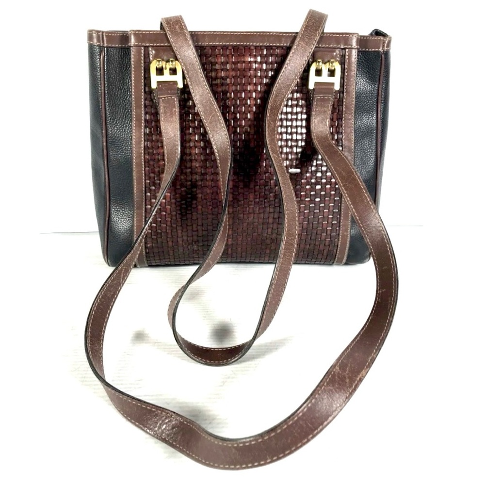 Bally 2 tone Black /Timber Brown Leather Shoulder Bag *excellent condition